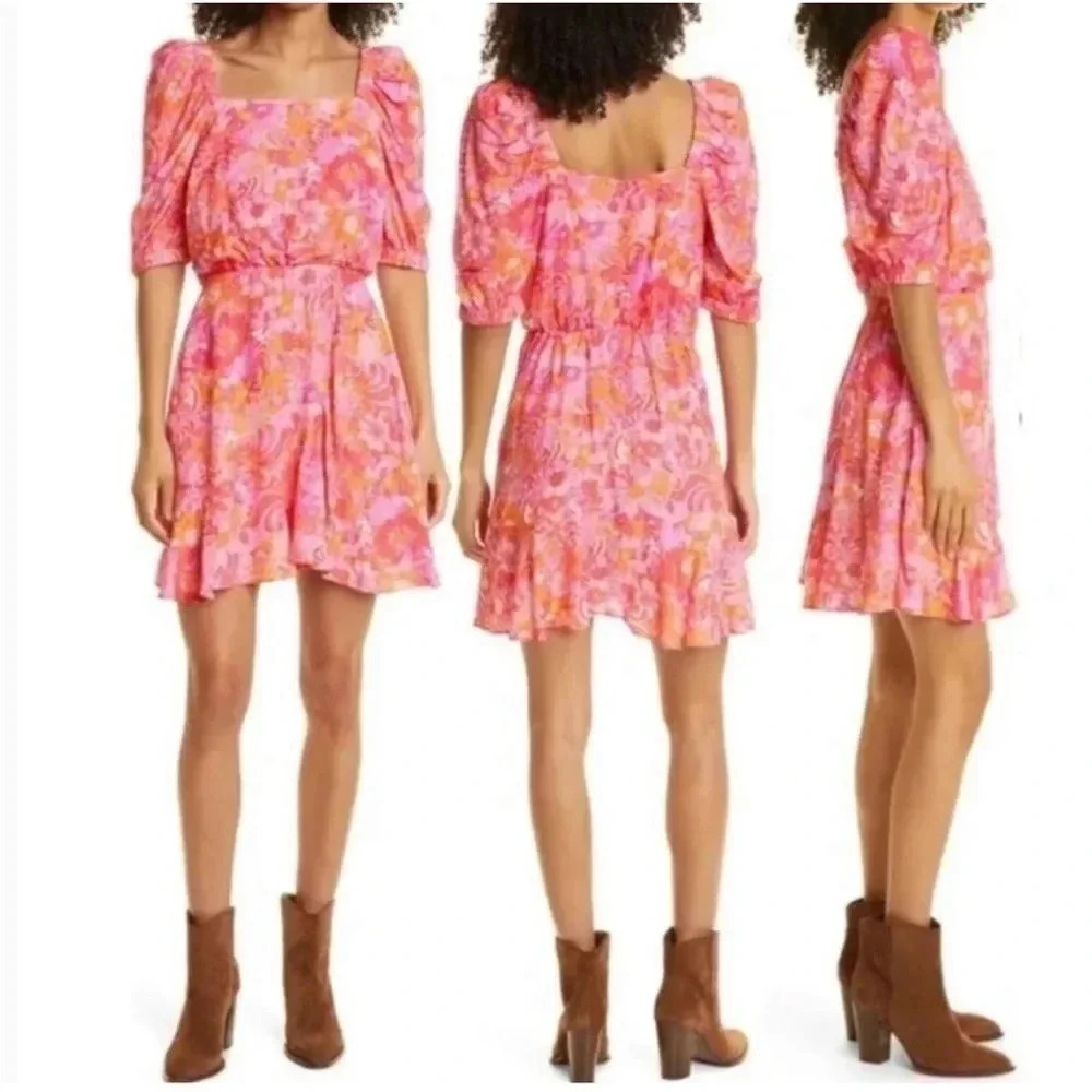 Ted Baker Bethha pink exaggerated shoulder mini dress